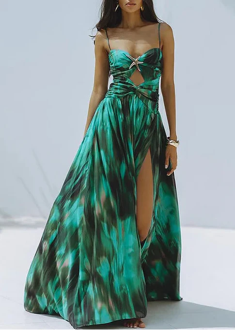 Green Starfish Ruched One Piece Swimsuit and Skirt