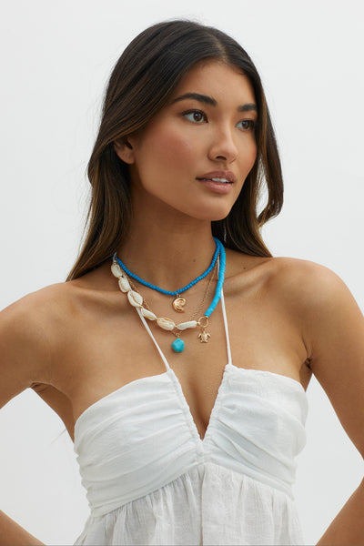 Collier multi-couches en perles de coquillage Bora Bora Or