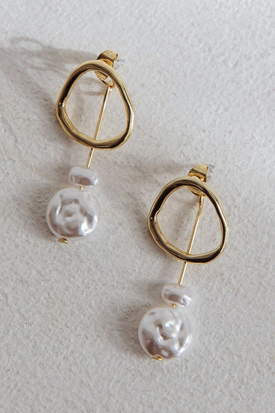 Amelie Golden Pearl Dangle Earrings