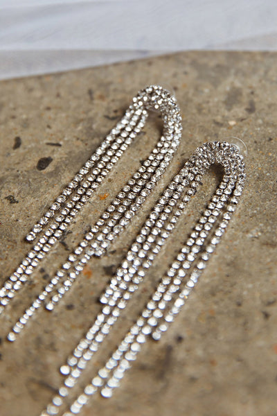 Angela Diamante Silver Drop Earrings