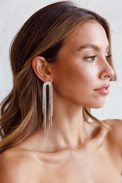 Angela Diamante Silver Drop Earrings