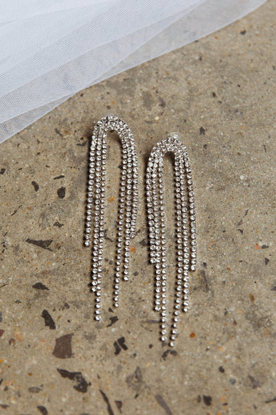 Angela Diamante Silver Drop Earrings