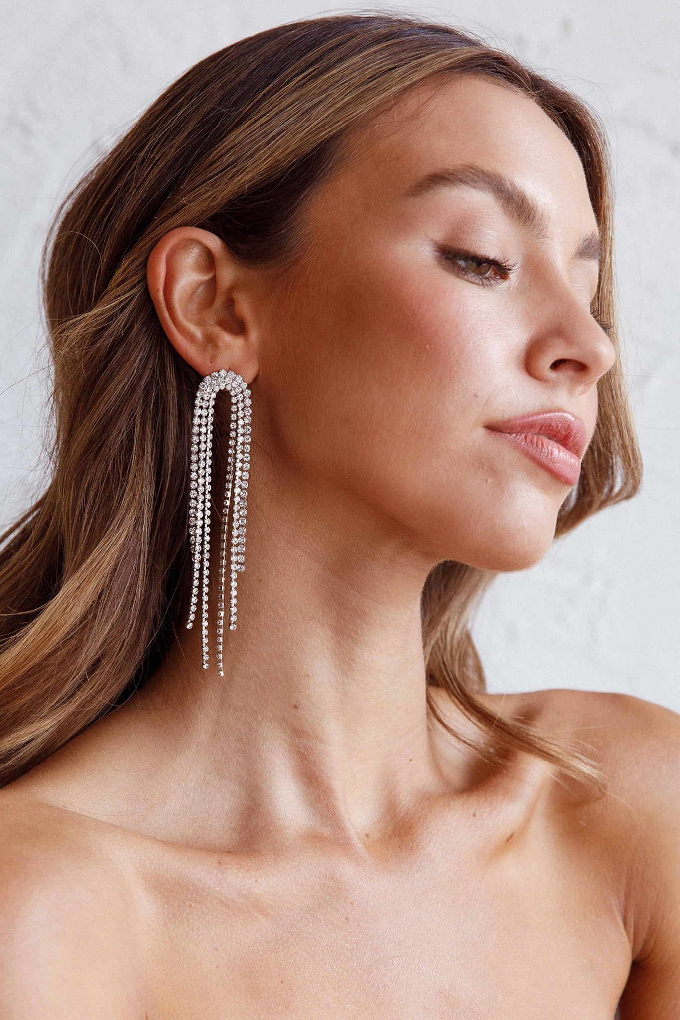 Angela Diamante Silver Drop Earrings