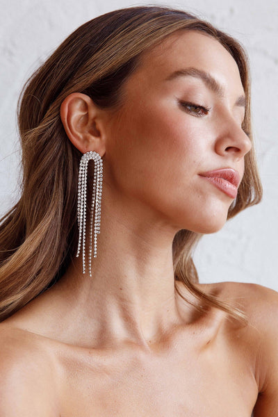 Angela Diamante Silver Drop Earrings
