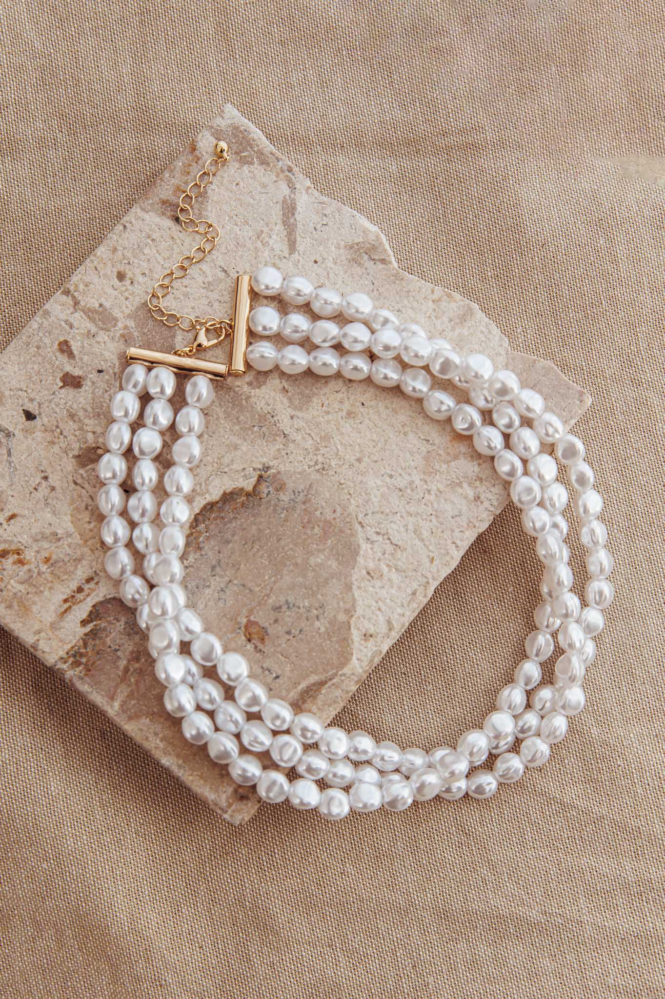 Baroque Necklace with Three Strands Roxanne Pearls