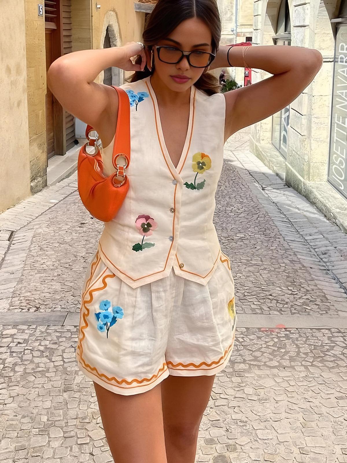 Flower Print Tank Shorts Set