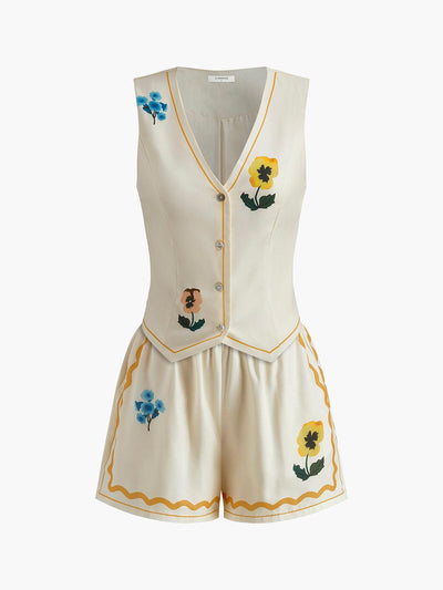 Flower Print Tank Shorts Set