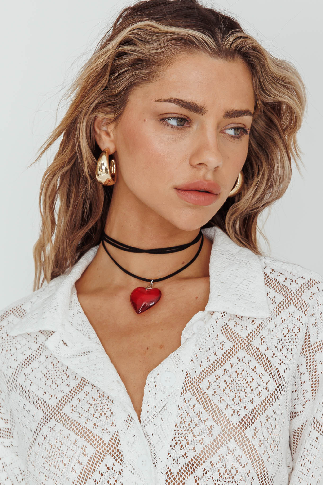 Choker Collar Heart of Lovers Red