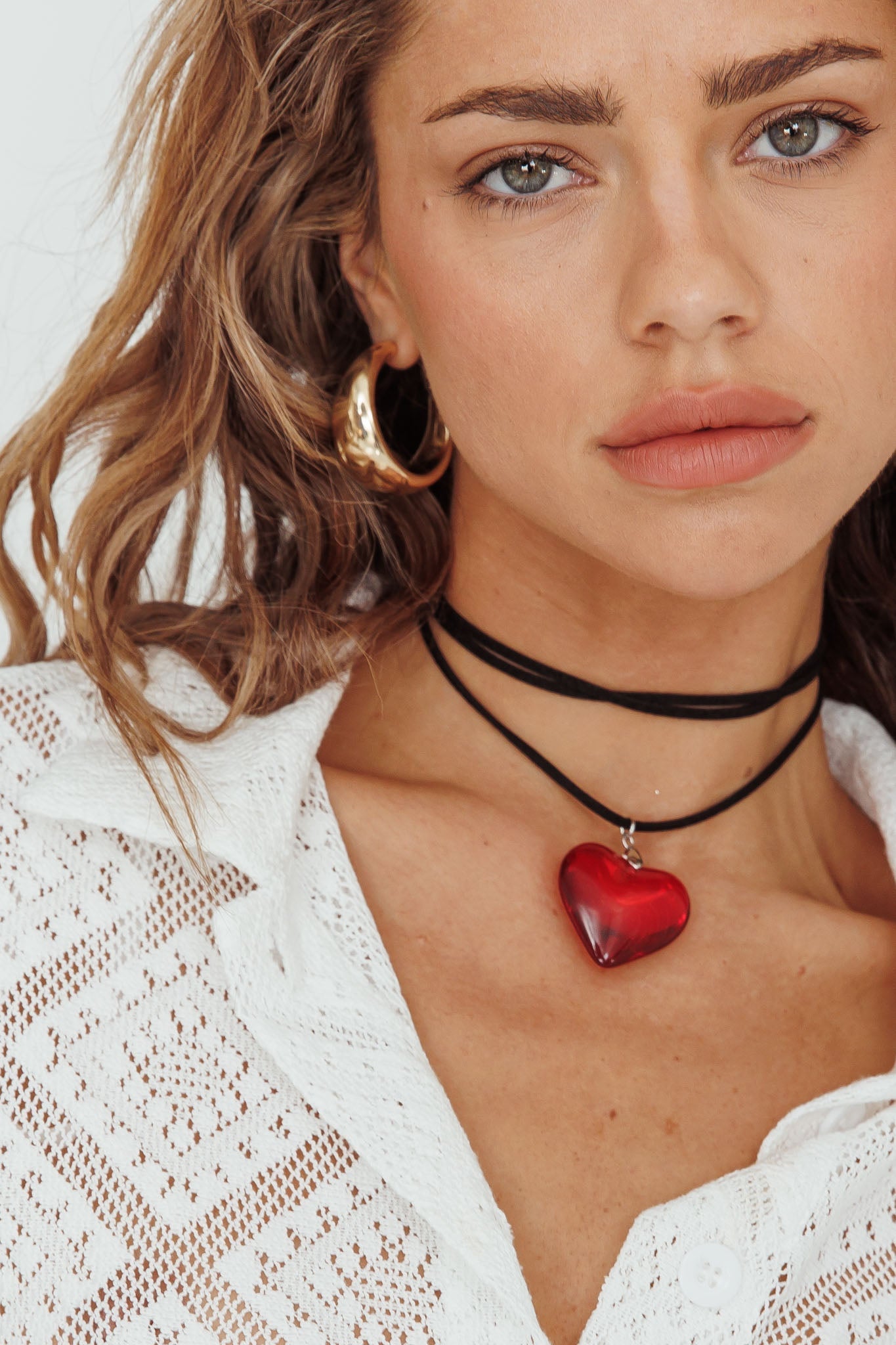 Choker Collar Heart of Lovers Red