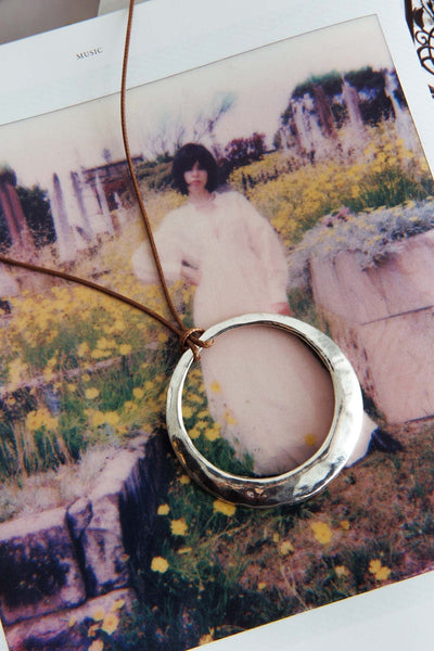 Circle Pendant Necklace The World Silver