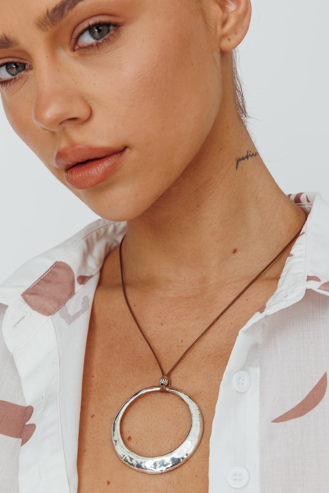 Circle Pendant Necklace The World Silver