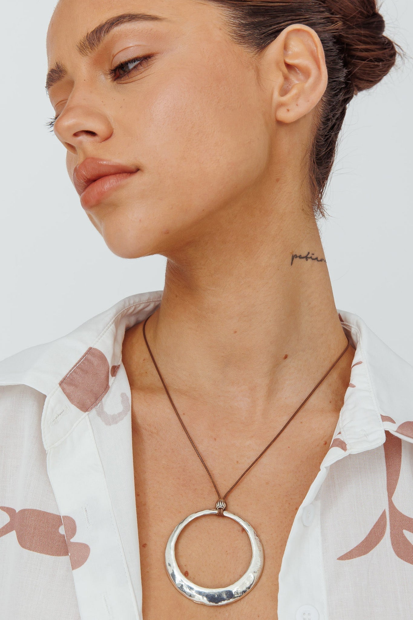 Circle Pendant Necklace The World Silver