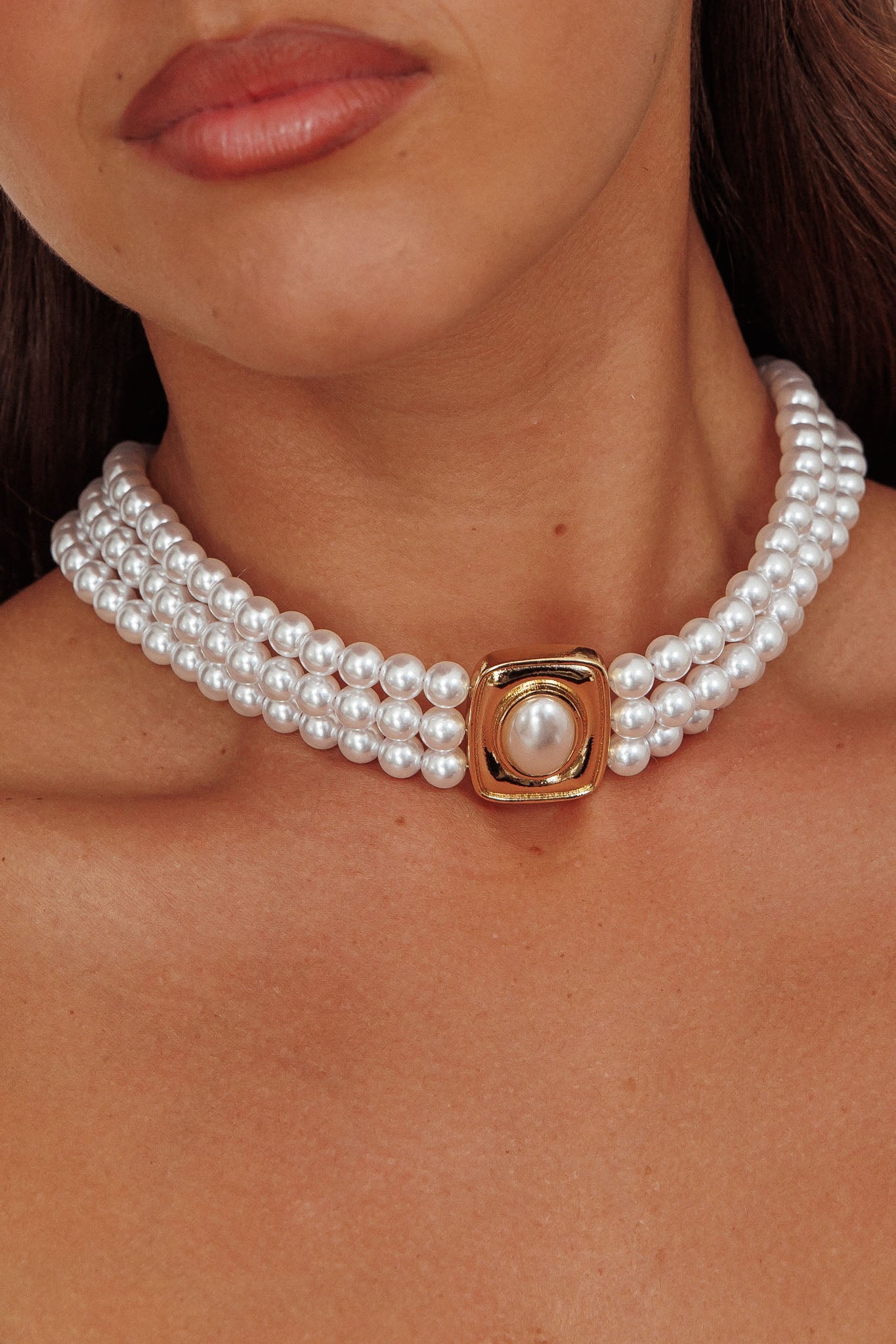 Tamra Squoval Pearl Choker Necklace