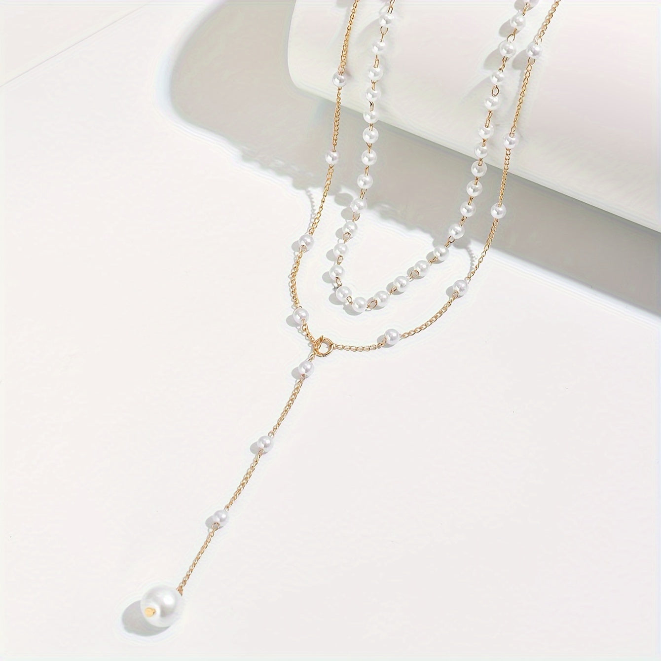 Eliana | Elegant Double-Layer Faux Pearl Tassel Necklace