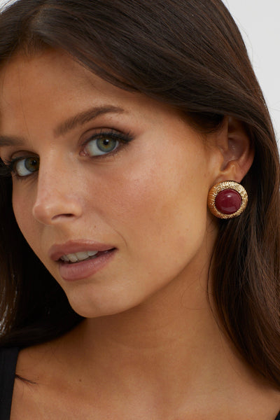 Dome Earrings Gold Misty Wine