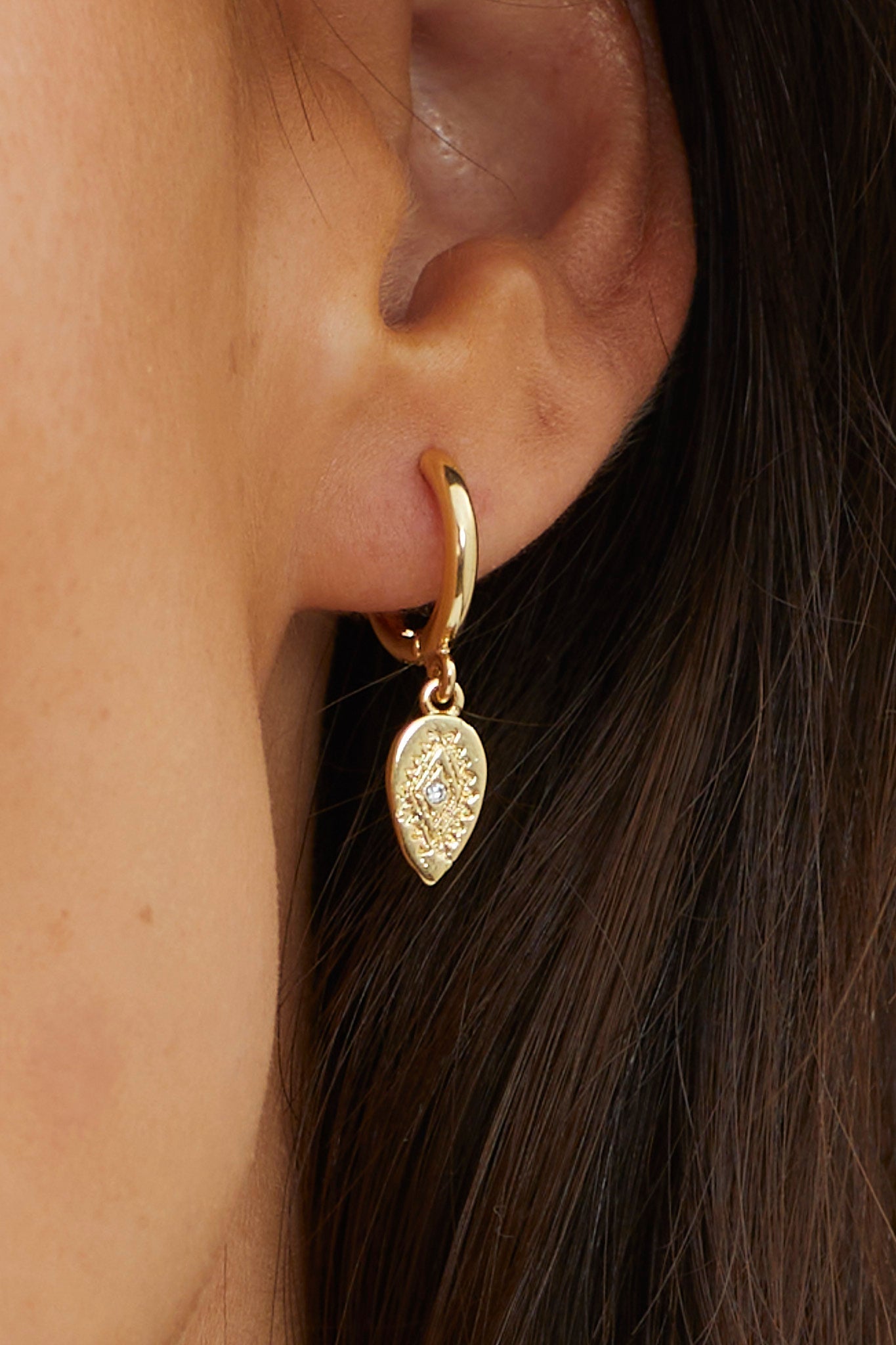 Emmie Gold Drop-Shaped Hanging Earrings