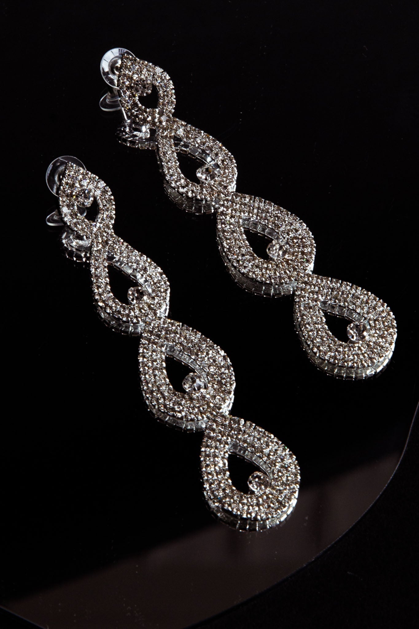 Teardrop Earrings Royal Diamante Silver