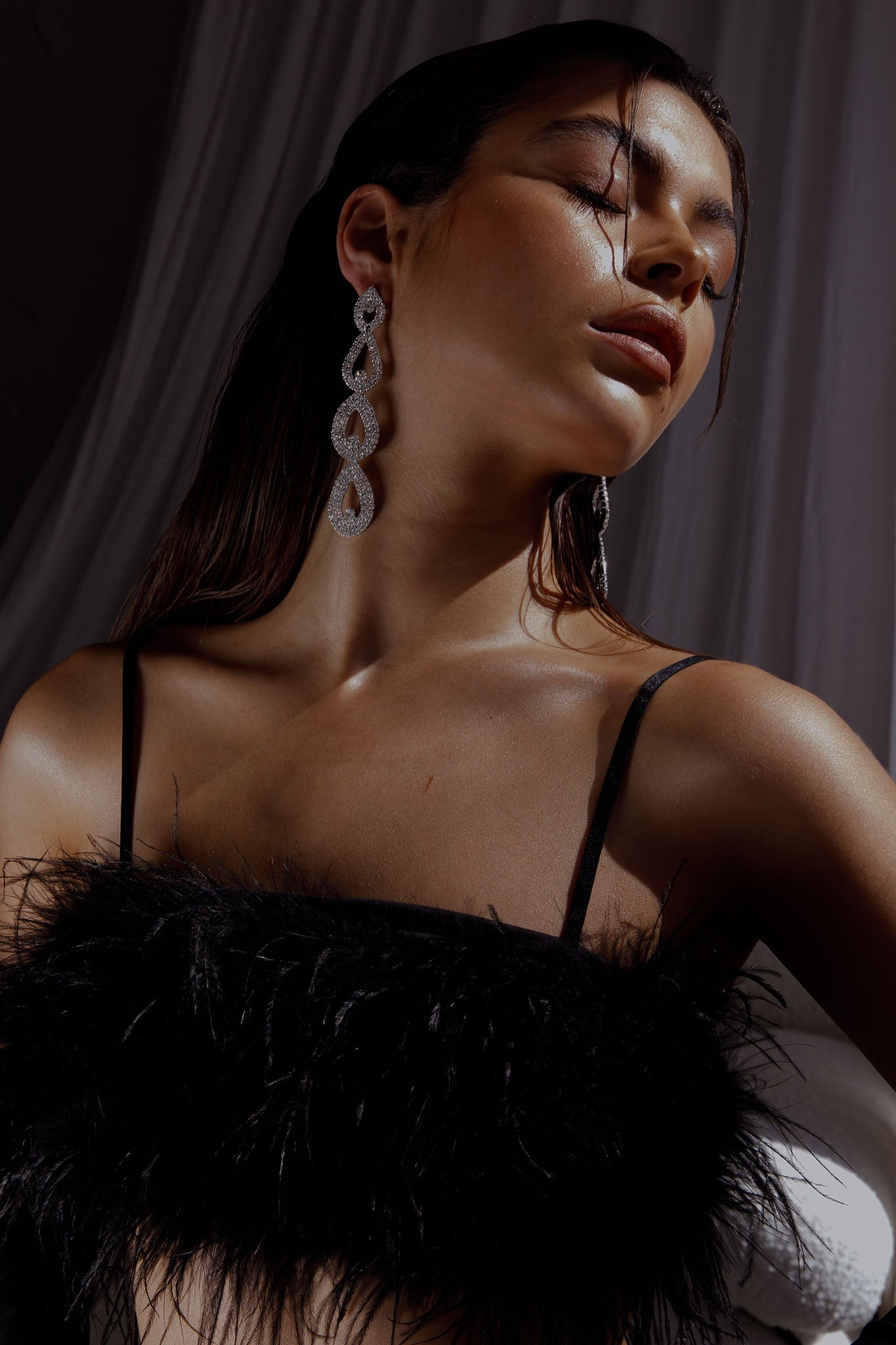 Teardrop Earrings Royal Diamante Silver