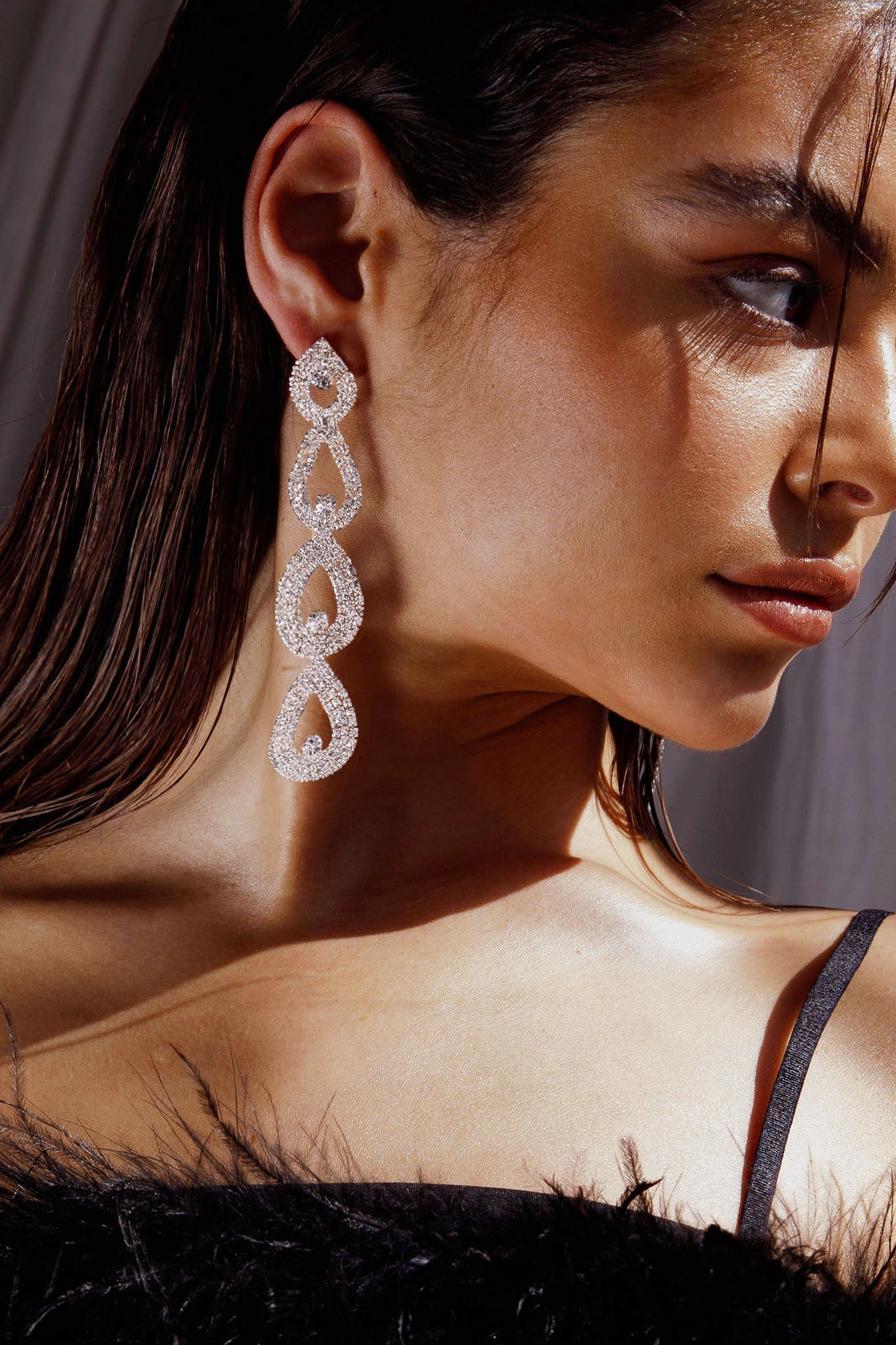 Teardrop Earrings Royal Diamante Silver