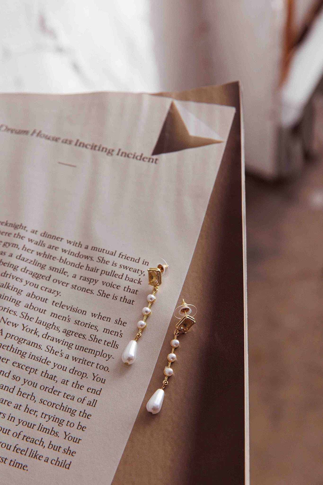 Mercy Gold Drop-Shaped Pearl and Crystal Earrings