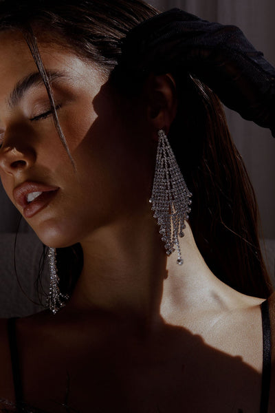 Fringe Earrings with Diamonds Rani Silver