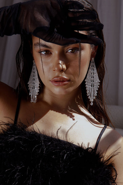 Fringe Earrings with Diamonds Rani Silver