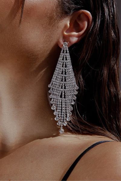 Fringe Earrings with Diamonds Rani Silver