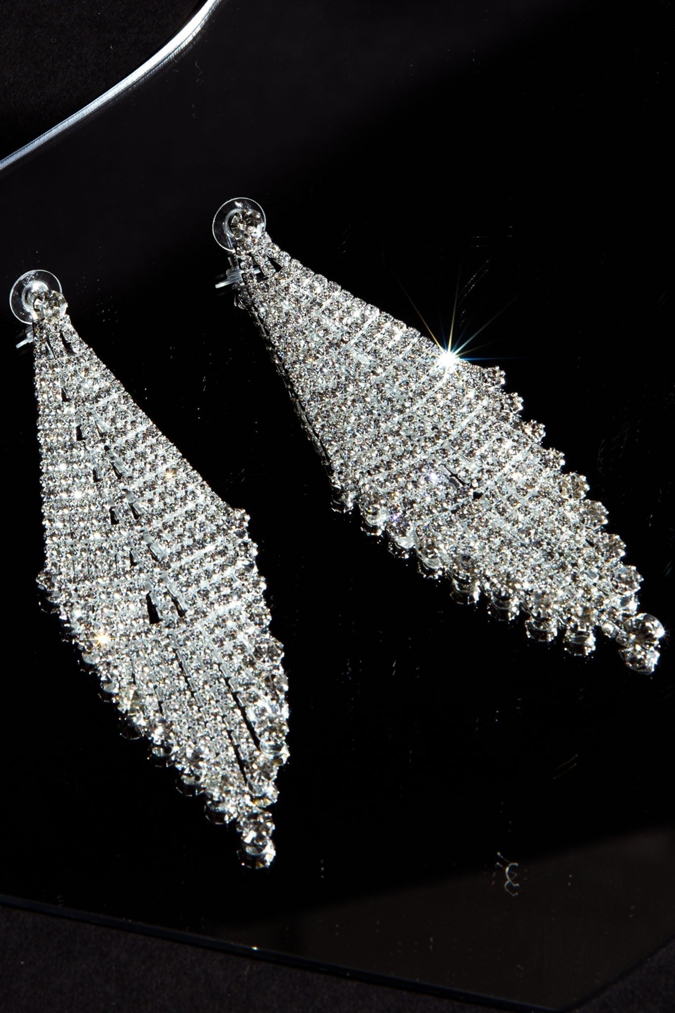 Fringe Earrings with Diamonds Rani Silver