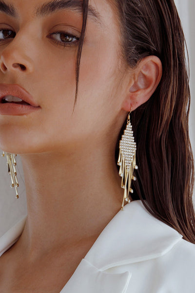 Fringe Earrings Alessandra Diamond Gold