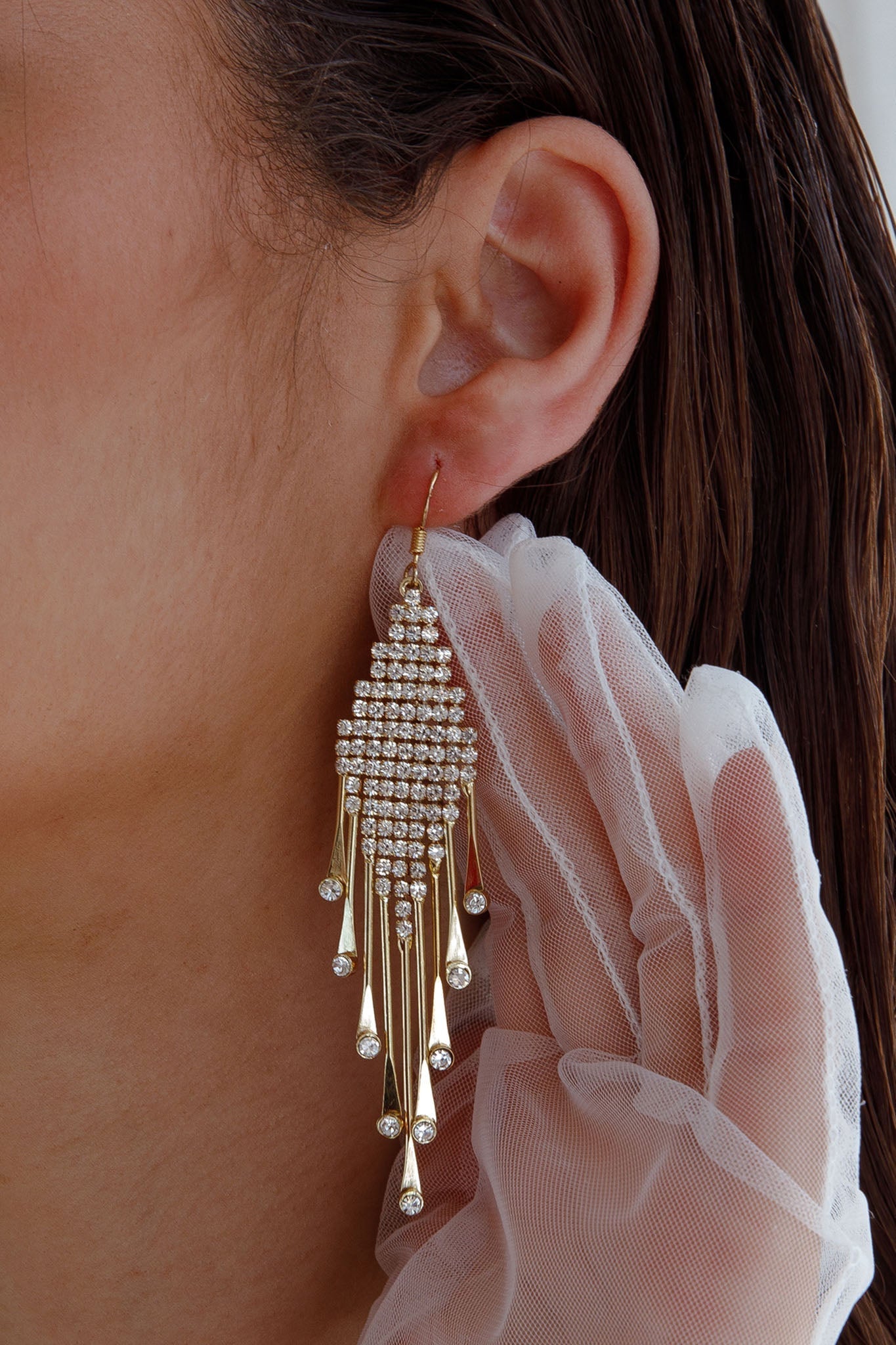 Fringe Earrings Alessandra Diamond Gold