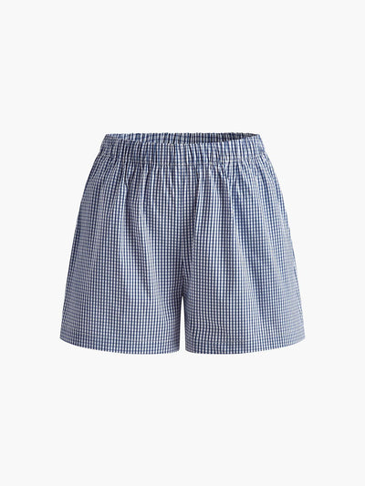 Checked Lace Up Shorts Set