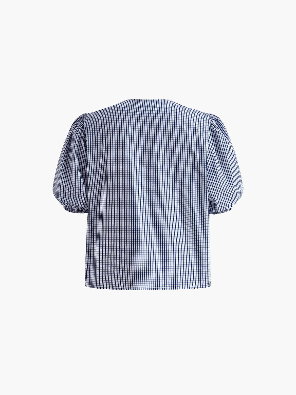 Checked Lace Up Shorts Set