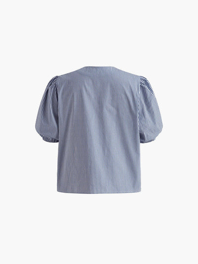Checked Lace Up Shorts Set