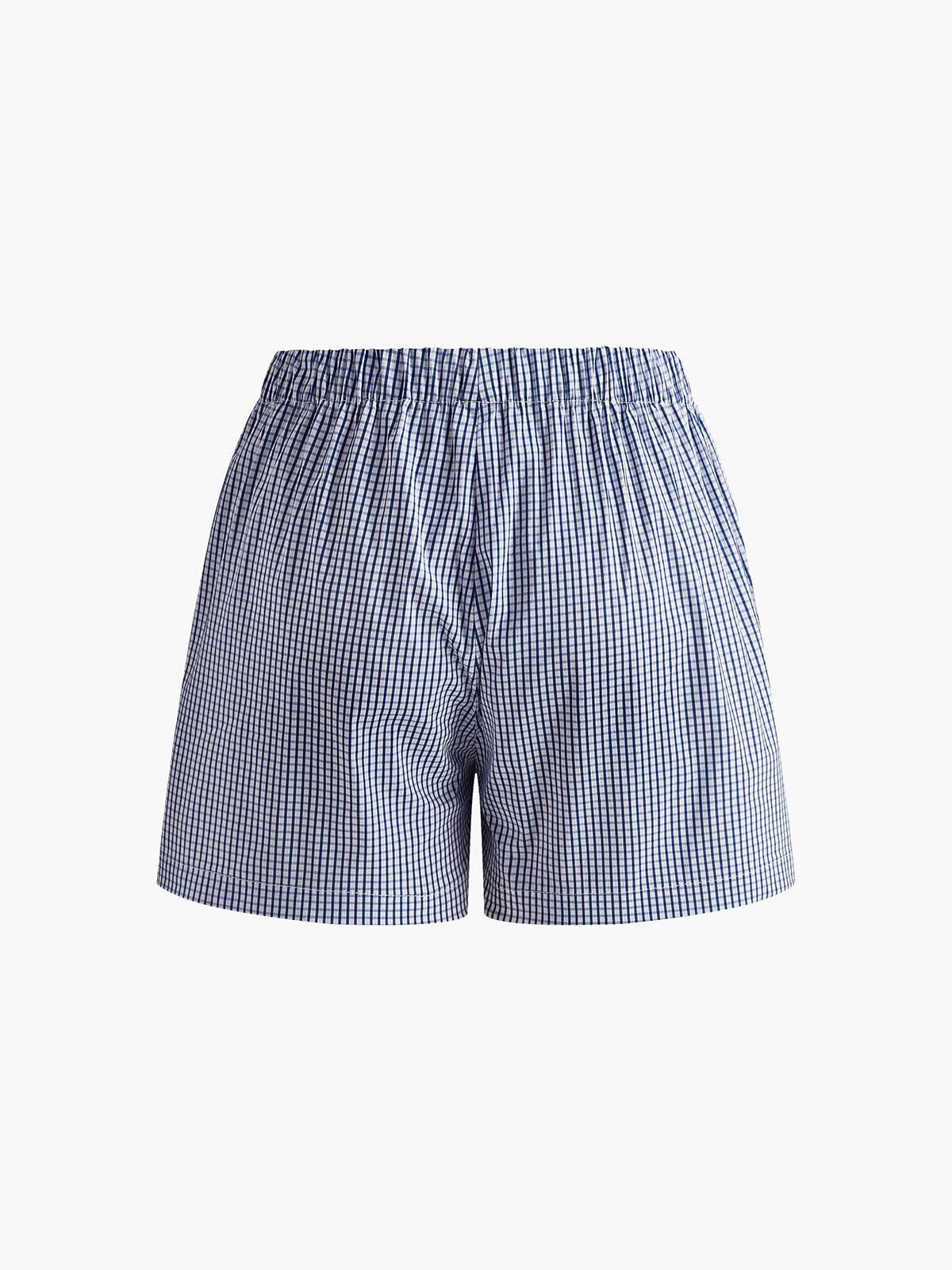 Checked Lace Up Shorts Set