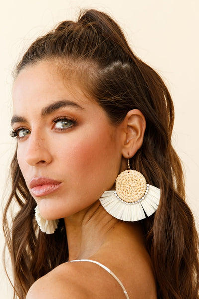 Woven Rattan Earrings with Kenyan Diamond Accent