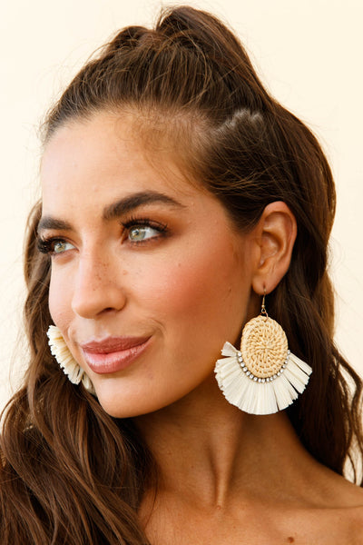 Woven Rattan Earrings with Kenyan Diamond Accent