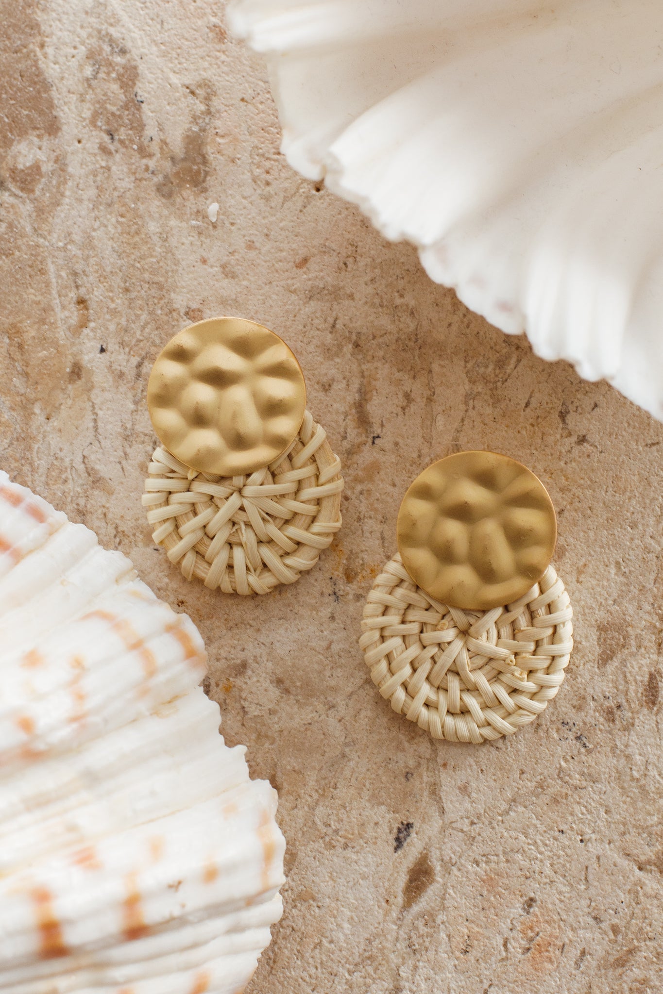 Braided rattan earrings from Nairobi in gold