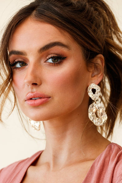 Golden Barcelona Earrings in Hammered Metal