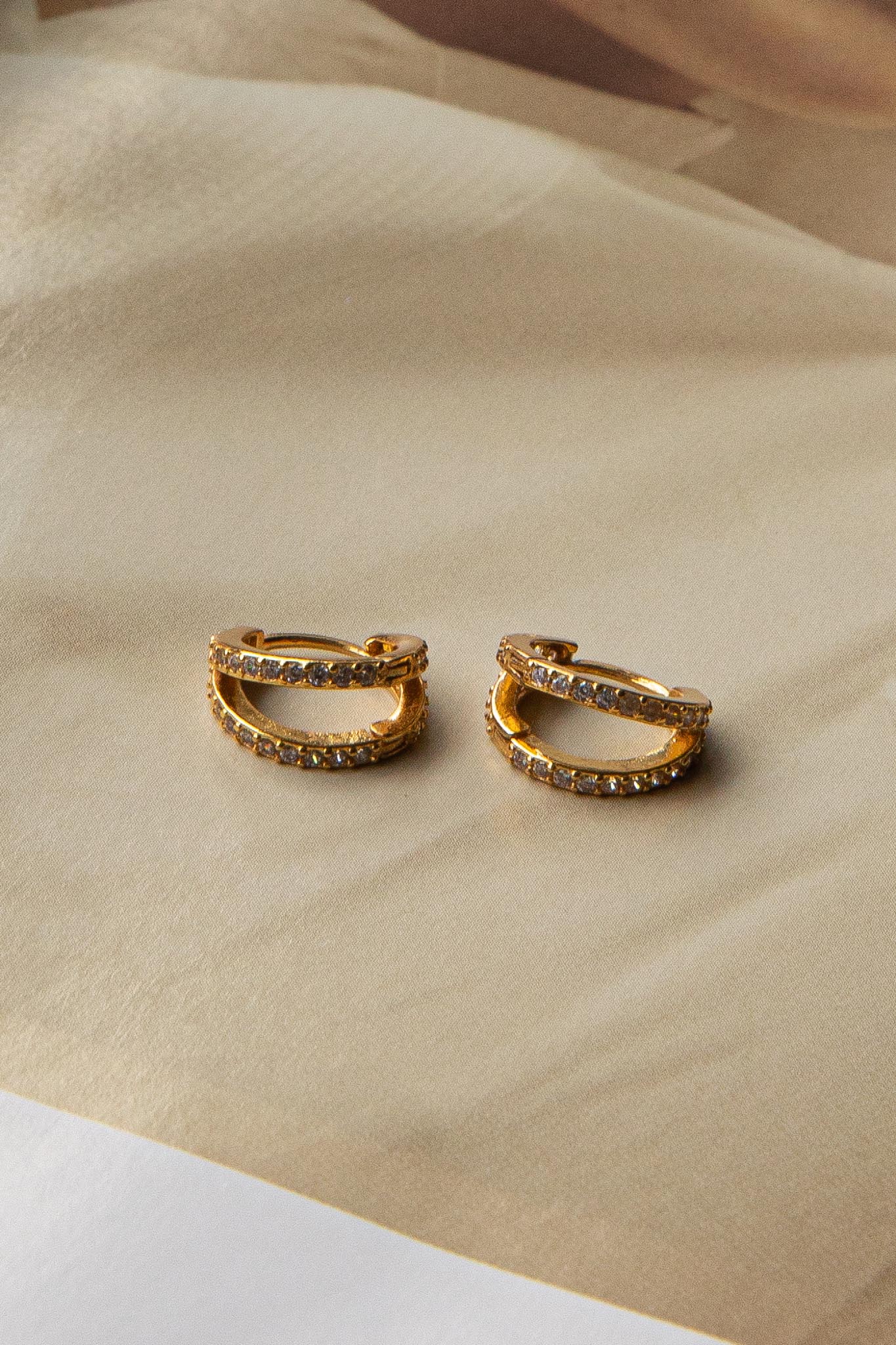 Golden Diamond Hoop Earrings