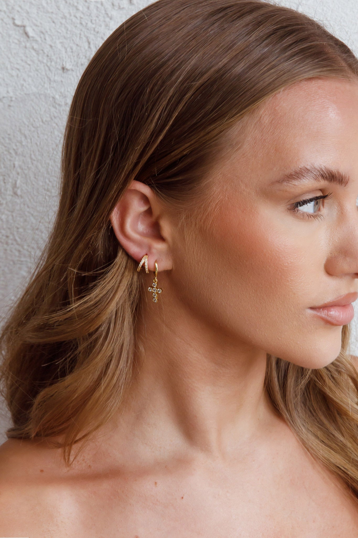 Golden Diamond Hoop Earrings