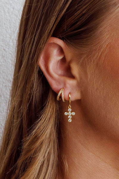 Golden Diamond Hoop Earrings