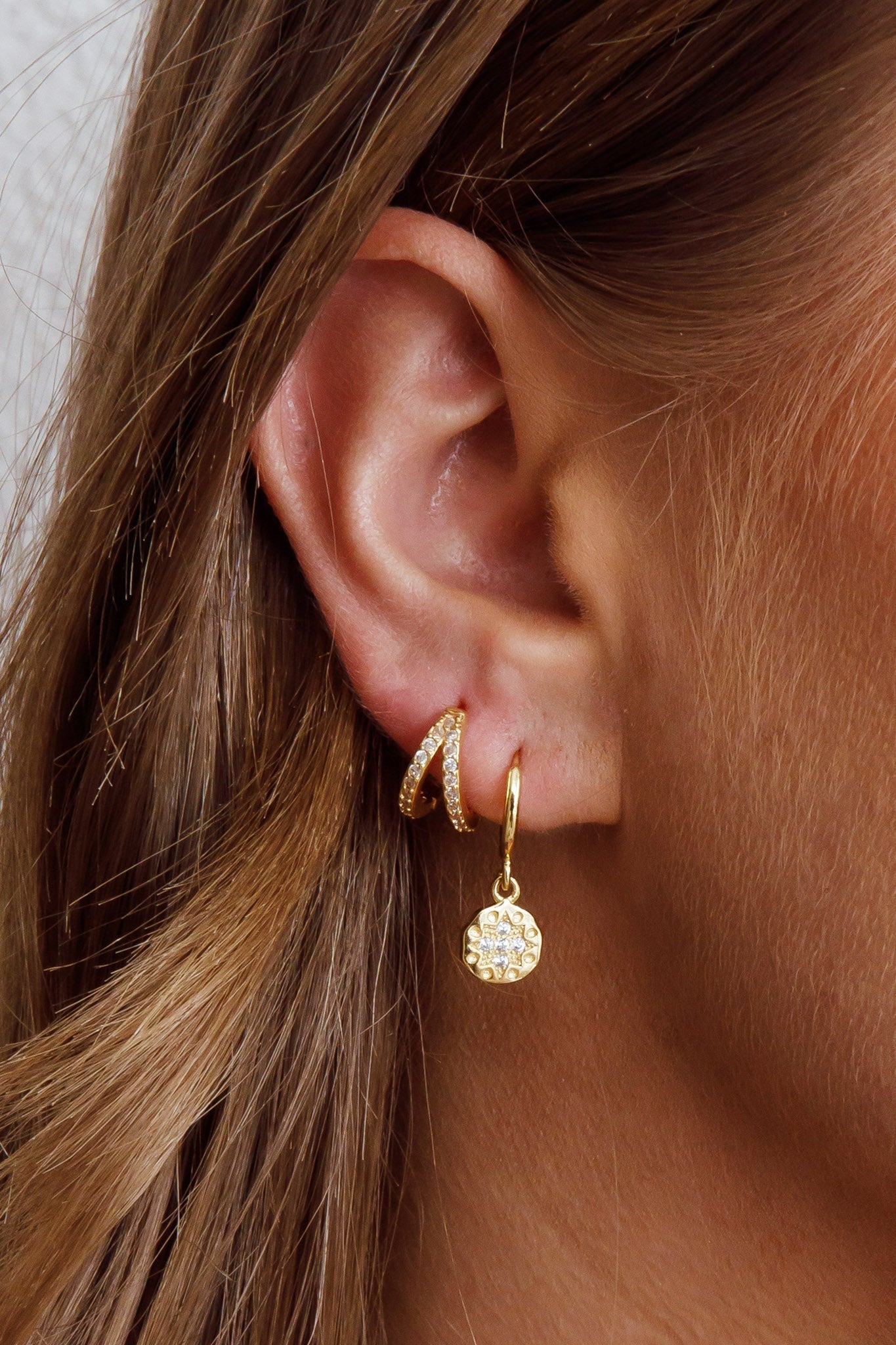 Golden Drop Diamond Hoops
