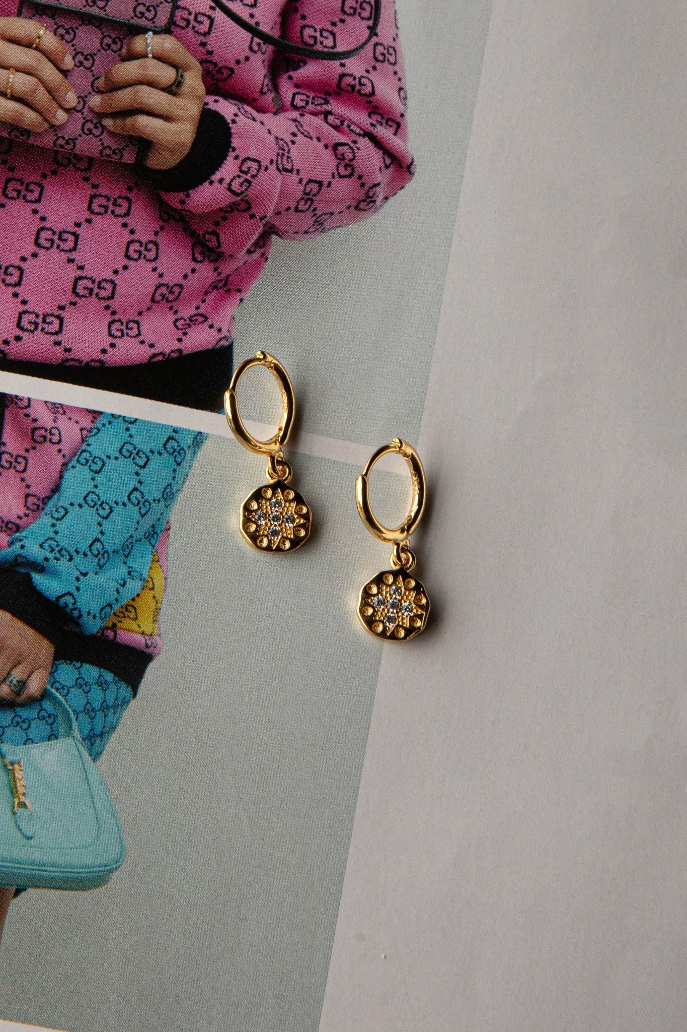 Golden Drop Diamond Hoops