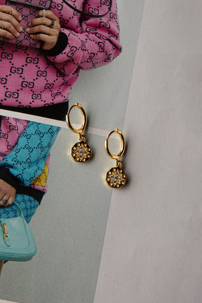Golden Drop Diamond Hoops