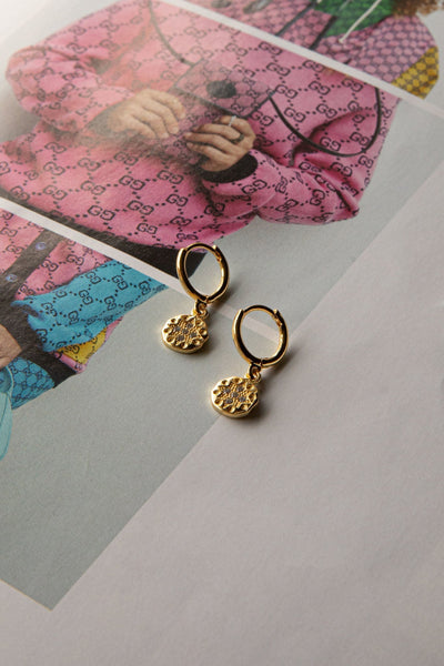 Golden Drop Diamond Hoops