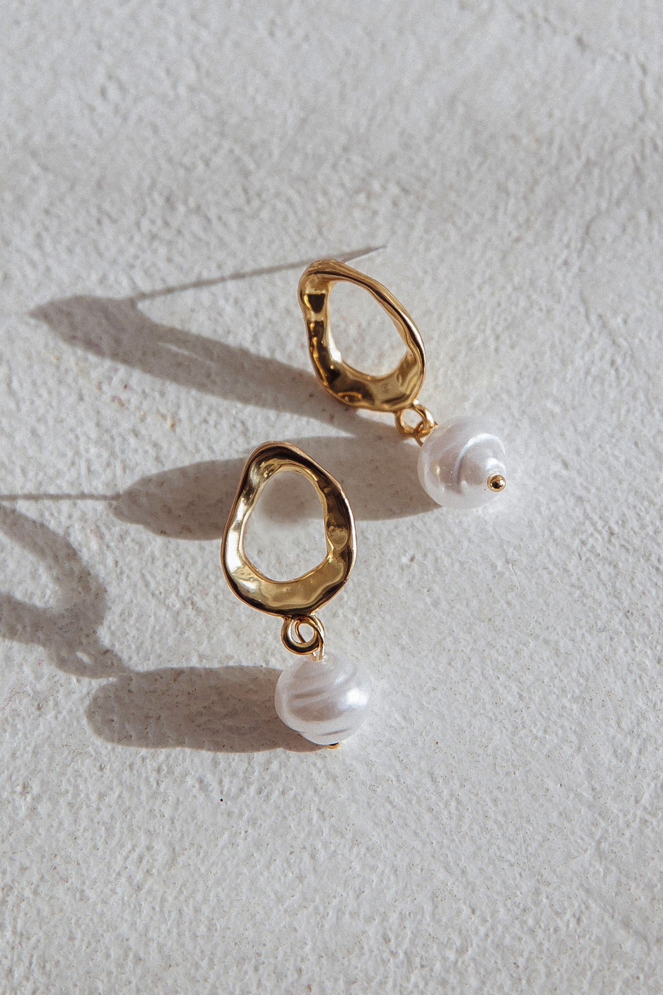 Golden Drop Pearl Earrings