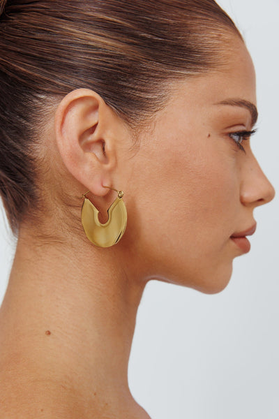 Gold Faith Flat Circle Earrings