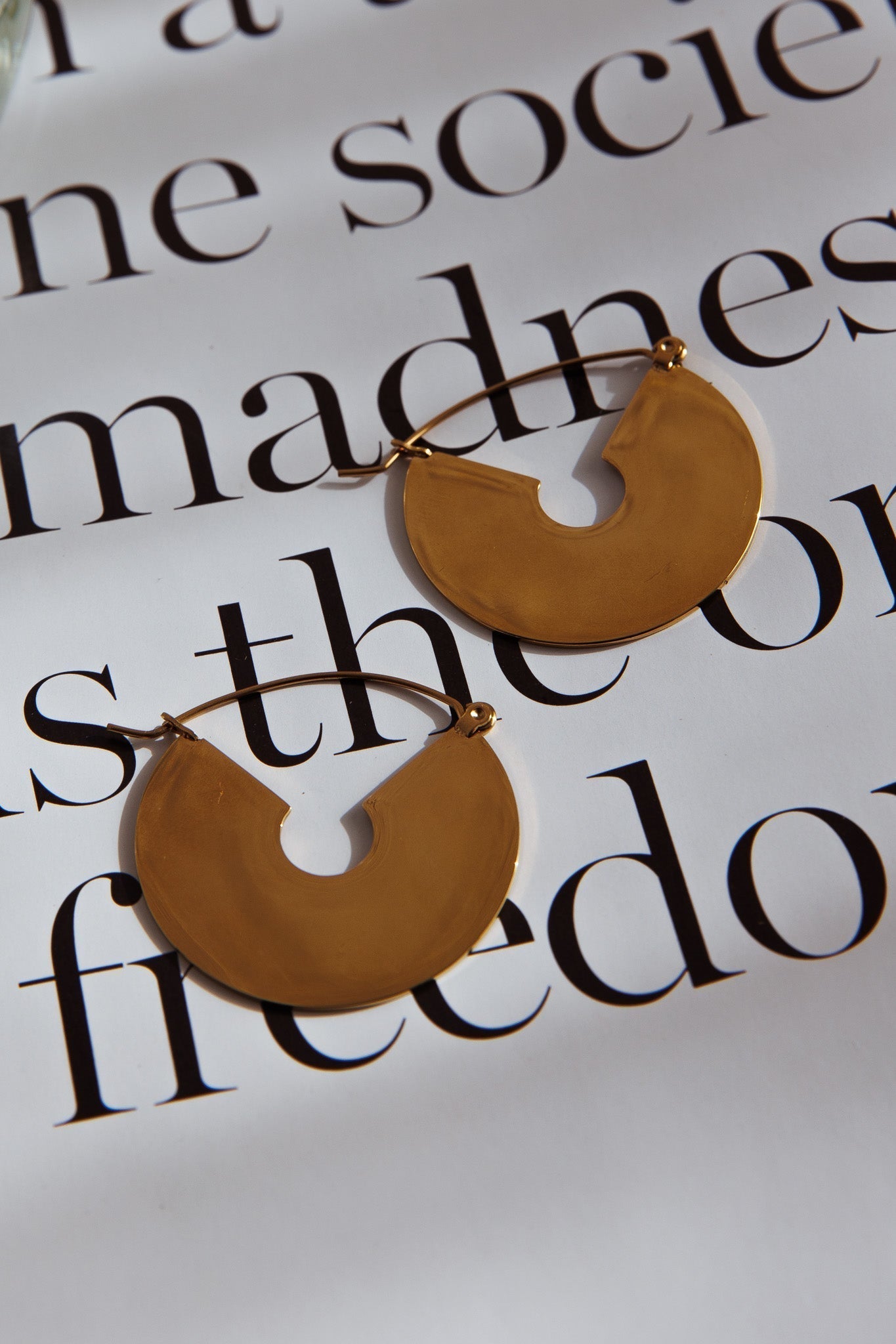 Gold Faith Flat Circle Earrings