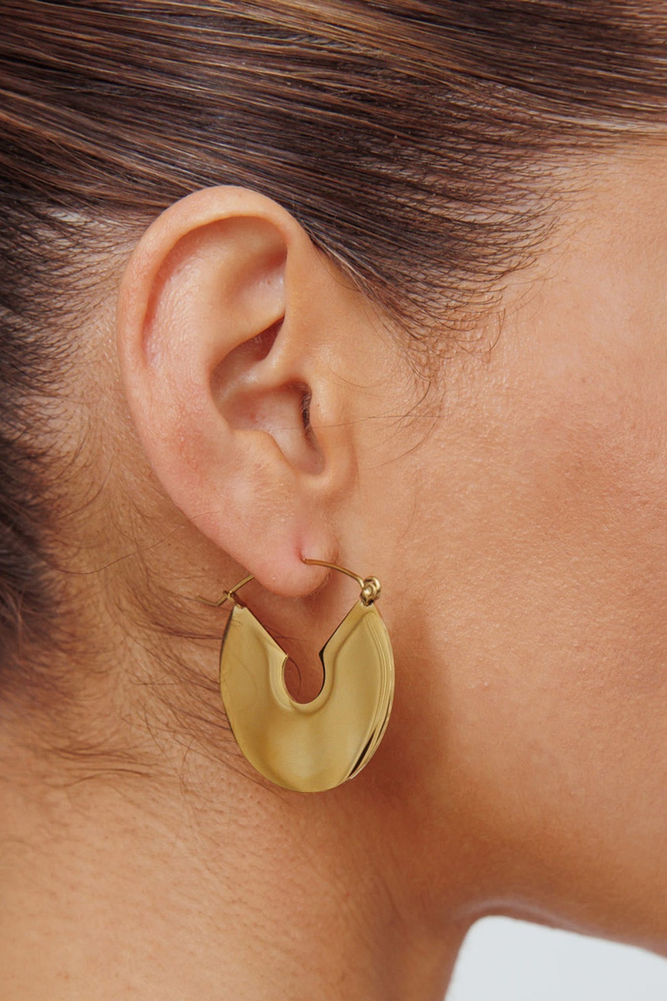 Gold Faith Flat Circle Earrings