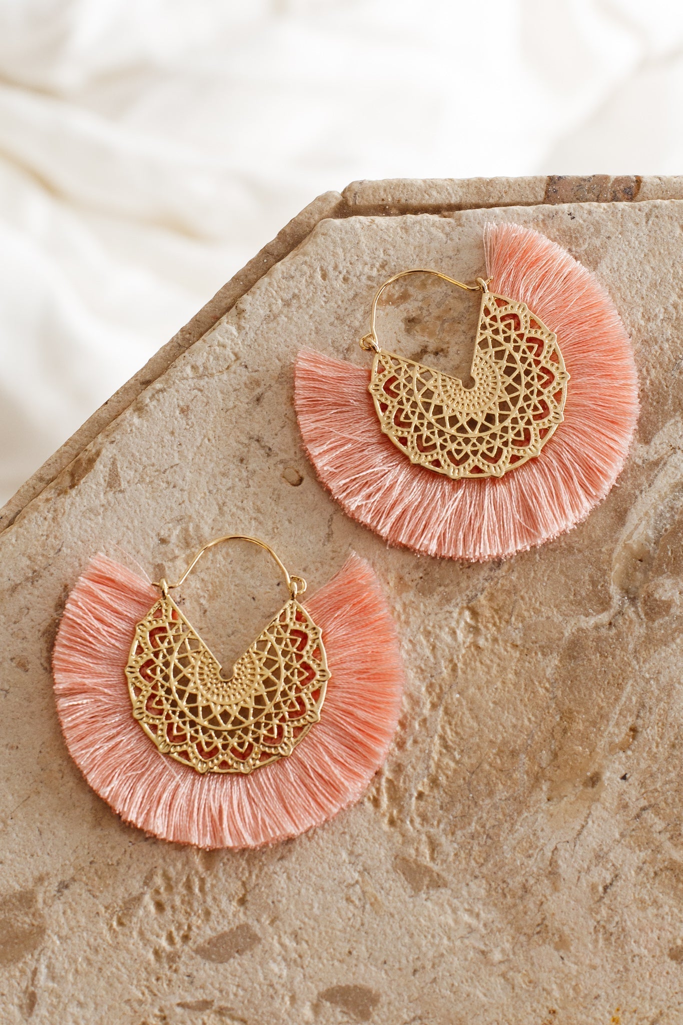 Golden Filigree Fringe Earrings from Bali Rose